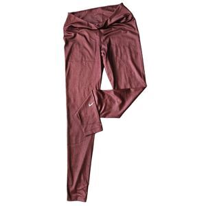 Nike Metallic Leggings Womens Size M Burgundy Dri-FIT Athletic Tights